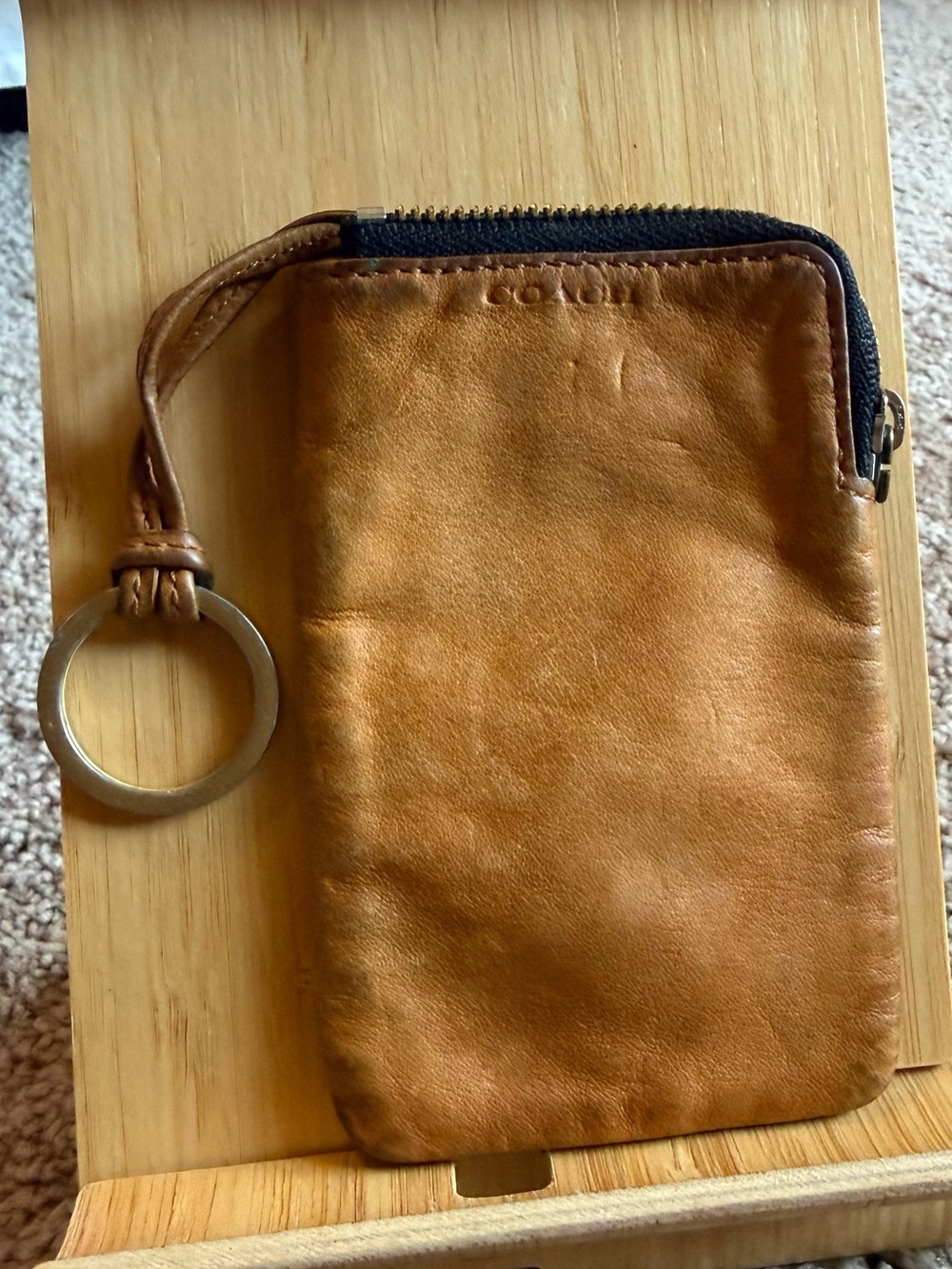 Coach Leather Key Ring Card Holder - Tan